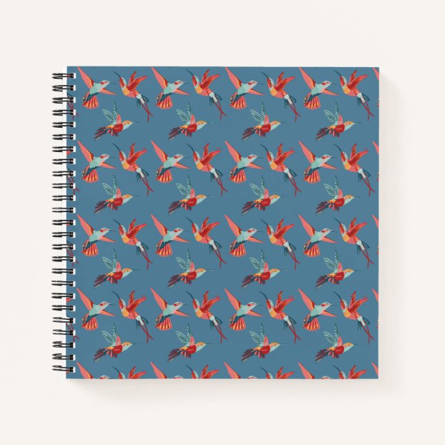 Retro Hummingbird Pattern Notebook (Front)