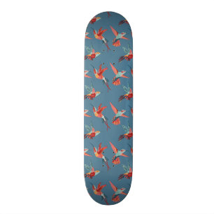 Retro Hummingbird Pattern Skateboard