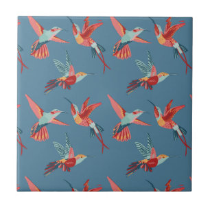 Retro Hummingbird Pattern Tile