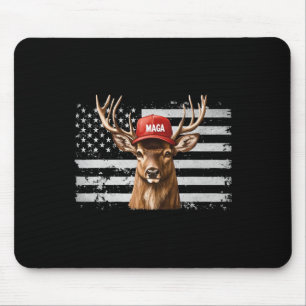 Retro Hunting Mega Camouflage Usa Flag Deer Huntin Mouse Pad