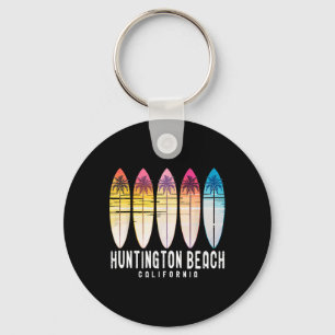 Retro Huntington Beach California Surfer Surfing Keychain