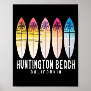 Retro Huntington Beach California Surfer Surfing Poster