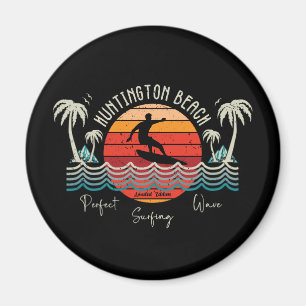 Retro Huntington Beach Surfing  Magnet