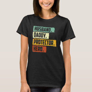 Retro Husband Daddy Protector Hero Fathers Day for T-Shirt