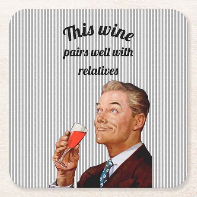 Retro Husband Funny Saying Square Paper Coaster (Front)