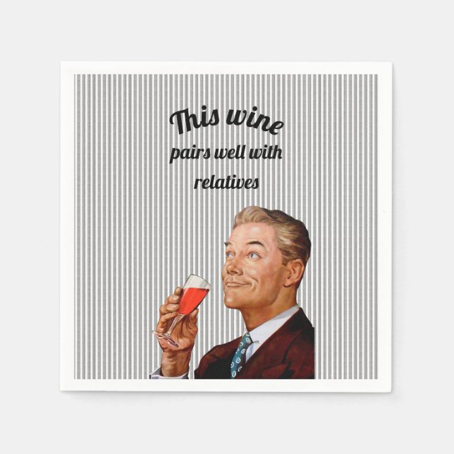 Retro Husband Funny Wine Saying Napkin (Front)