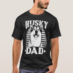Retro Husky Dad Husky Flag Dog Dad Mom T-Shirt
