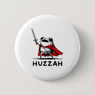 Retro Huzzah Frog Knight Funny Sword Meme Quote  2 Inch Round Button