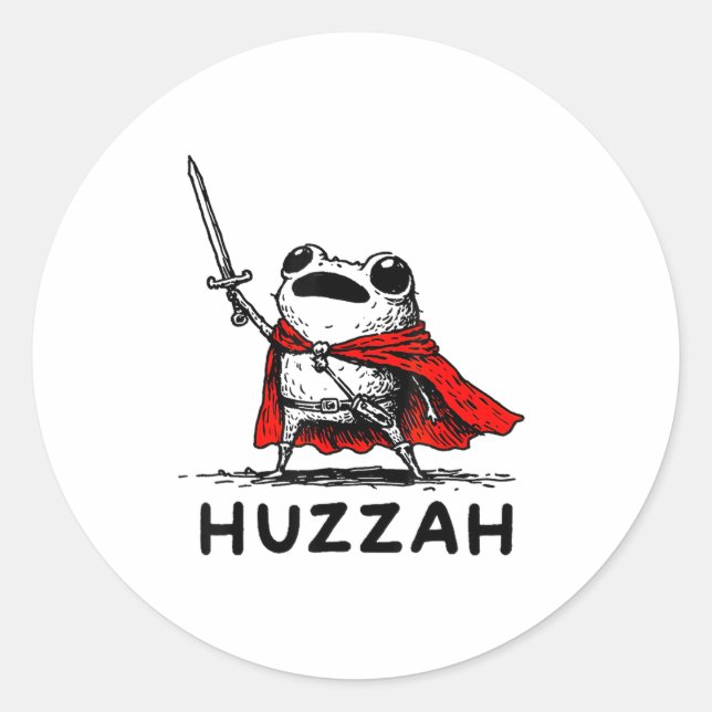 Retro Huzzah Frog Knight Funny Sword Meme Quote  Classic Round Sticker (Front)