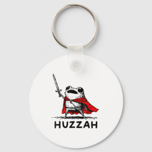 Retro Huzzah Frog Knight Funny Sword Meme Quote  Keychain