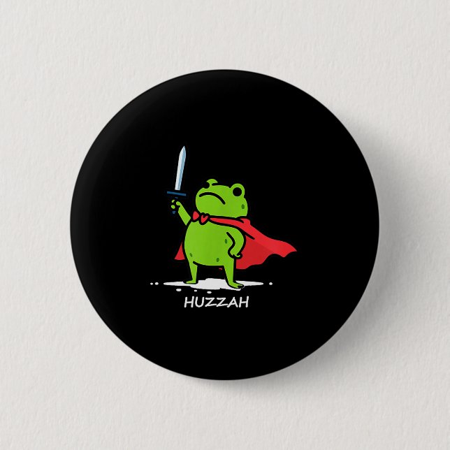Retro Huzzah Frog Knight Funny Sword Meme Quote Me 2 Inch Round Button (Front)