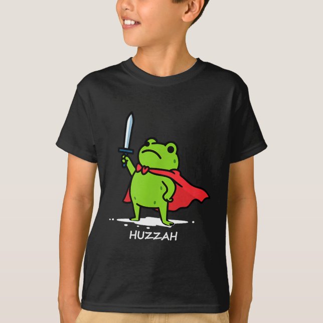 Retro Huzzah Frog Knight Funny Sword Meme Quote Me T-Shirt (Front)