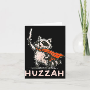 Retro Huzzah Raccoon Knight Funny Sword Meme Quote Card