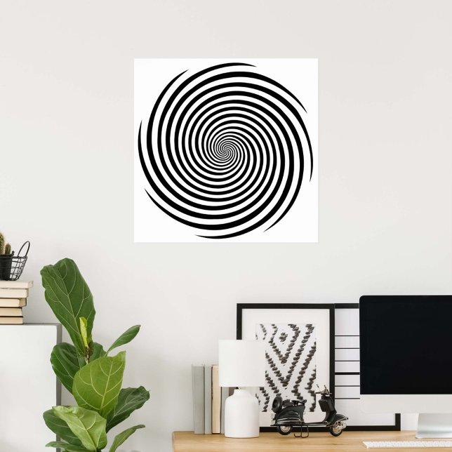 Retro Hypnosis Spiral Poster (Transform your space with our black and white Hypnosis spiral poster.)