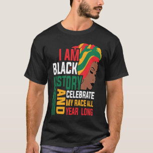 Retro I am Black History Melanin Afro African Quee T-Shirt
