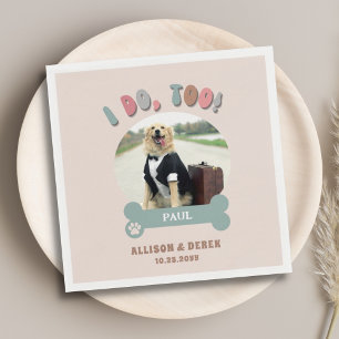 Retro I Do Too Dog Photo Name Personalized Wedding Napkin