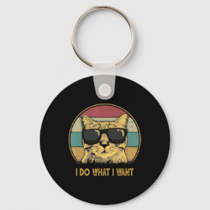 Retro I Do What I Want Cat Funny Cat Lover Keychain