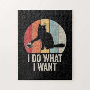 Retro I Do What I Want Cat Shirt Cat Lover Owner G Jigsaw Puzzle