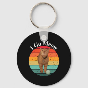 Retro I Go Meow Funny Cat Singing Meme Keychain