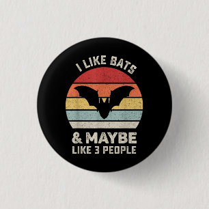 Retro I Like Bats Shirt Animal Bat Lover Gift Vint 1 Inch Round Button