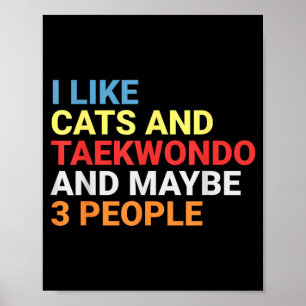 Retro I Like Cats And Taekwondo Lover Funny Cat Poster