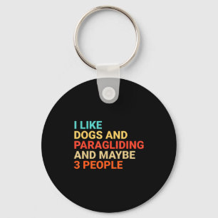 Retro I Like Dogs And Paragliding Lover Funny Para Keychain