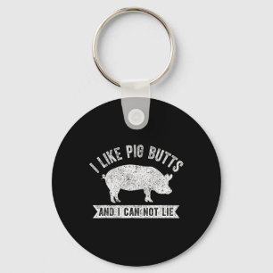 Retro I Like Pig Butts And I Can Not Lie Funny Bbq Keychain