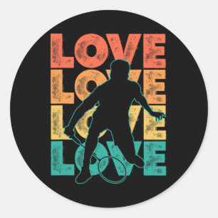 Retro I Love Badminton Theme Graphic Design  Classic Round Sticker