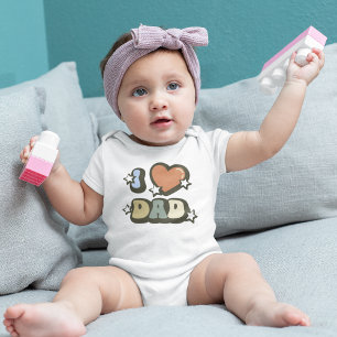 Retro I Love Dad Father's Day Baby Bodysuit