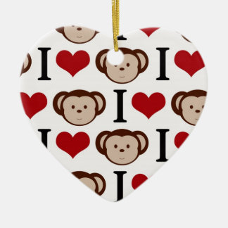Retro I Love Monkeys Ceramic Ornament