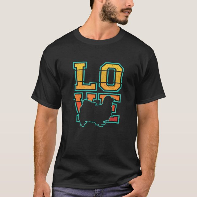 Retro I Love My Tibetan Spaniel Dog Theme Design T-Shirt (Front)