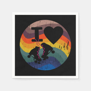 Retro I Love Roller Skating Distressed Look Napkin