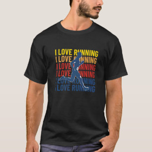 Retro I Love Running Women Men Marathon Jogging Ru T-Shirt