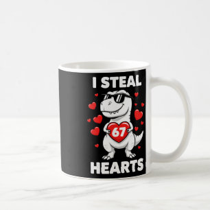 Retro I Steal 67 Hearts 67 Valentines Day Dinosaur Coffee Mug