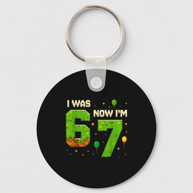 Retro I Was 6 Now I'm 7 Birthday Gift For Boys Kid Keychain (Front)