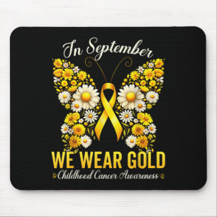 Retro I Wear Gold For Childhood Cancer Awareness B Mouse Pad