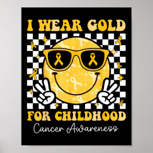 Retro I Wear Gold For Childhood Cancer Awareness G Poster
