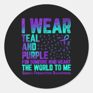 Retro I Wear Purple And Teal For Suicide Awareness Classic Round Sticker