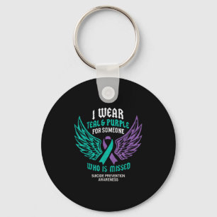 Retro I Wear Teal &amp; Purple For Someone Who Is  Keychain