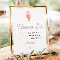 Retro Ice Cream Baby Shower Momosa Bar Sign