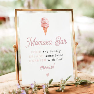 Retro Ice Cream Baby Shower Momosa Bar Sign