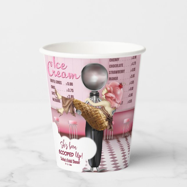 Retro Ice cream Bridal Shower Scooped Up Paper Cups (Front)