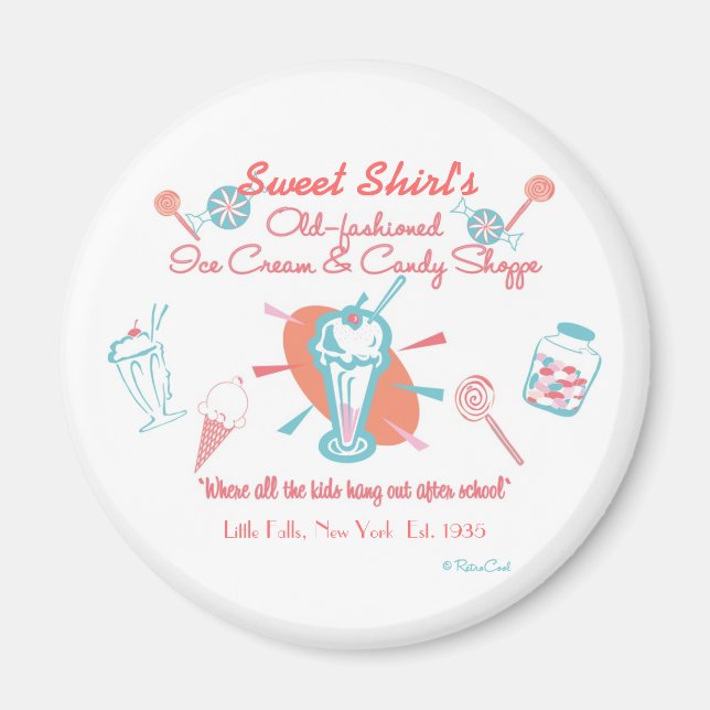 Retro Ice Cream & Candy Shoppe Magnet (Front)