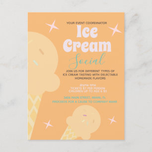 Retro Ice Cream Cone Social Flyer Invitation