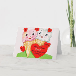 Retro Ice Cream Cone Valentine's Day Card