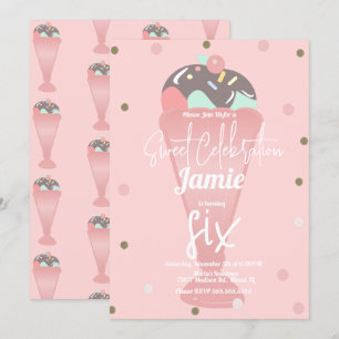 Retro Ice Cream Confetti Sundae Scoop Invitation