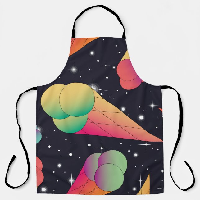 Retro Ice Cream, Cosmic Neon. Apron (Front)