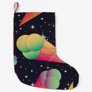 Retro Ice Cream, Cosmic Neon. Small Christmas Stocking