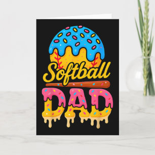 Retro Ice Cream Drip Softll Dad Game Day Dad Fathe Card