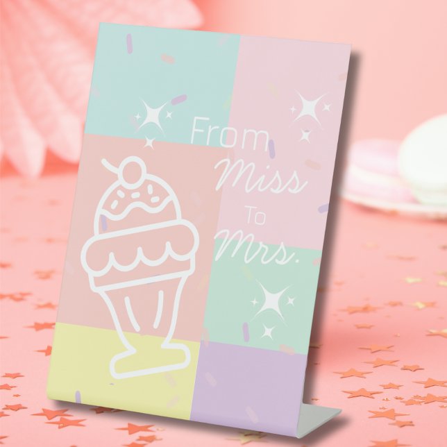 Retro Ice Cream From Miss to Mrs. Pedestal Sign (Retro Ice Cream From Miss to Mrs. Pedestal Sign)